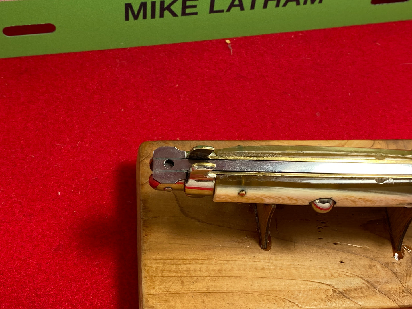 UNSTAMPED "STERILE" ITALIAN PICK LOCK 1935-39 FLAT GUARDS STILETTO 28 CM ITALIAN AUTOMATIC KNIFE BRAZILIAN HORN HANDLES