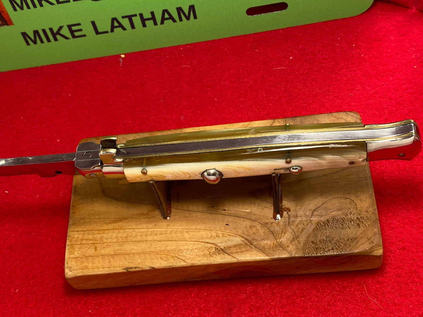 UNSTAMPED "STERILE" ITALIAN PICK LOCK 1935-39 FLAT GUARDS STILETTO 28 CM ITALIAN AUTOMATIC KNIFE BRAZILIAN HORN HANDLES