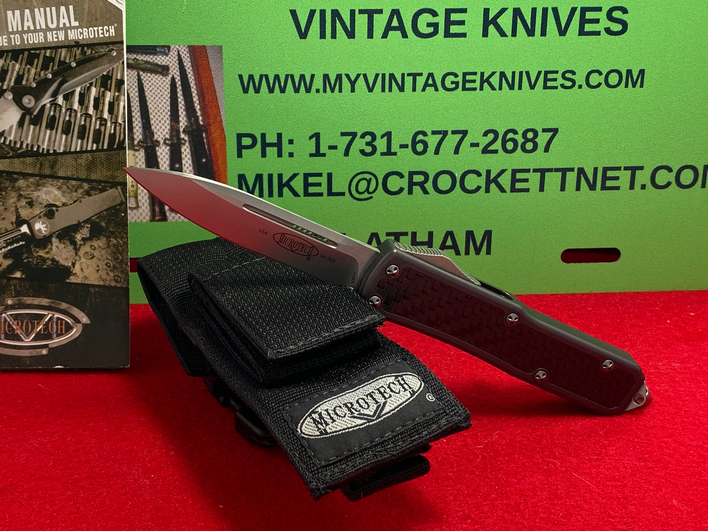 MICROTECH USA 04/2010 OTF DAYTONA STERILE TACTICAL AUTOMATIC KNIFE CARBON FIBER INSERTS HANDLES