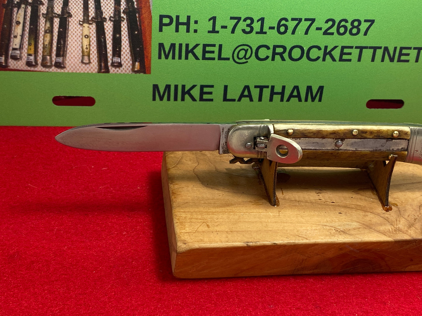 WEIDMANNSHEIL WELTERSBACH ROSTFREI GERMANY 1950-60 LEVER 10 CM AUTOMATIC SPRINGER KONIG TANG STAMPED 10 CM GERMAN AUTOMATIC KNIFE STAG HANDLES