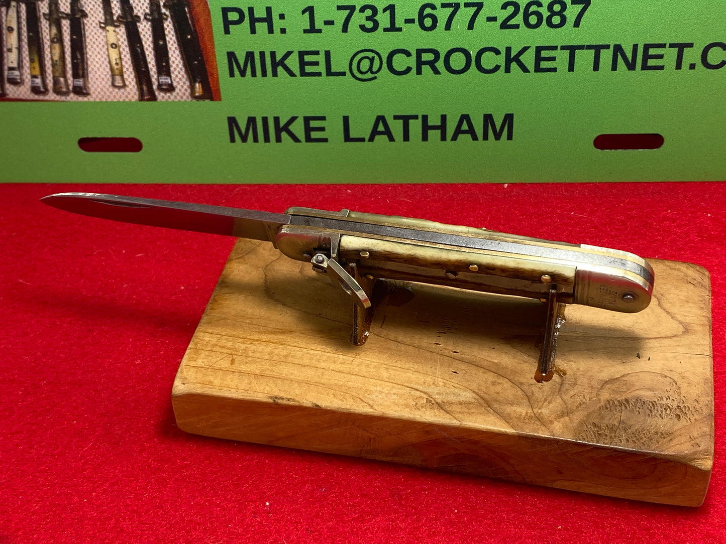 WEIDMANNSHEIL WELTERSBACH ROSTFREI GERMANY 1950-60 LEVER 10 CM AUTOMATIC SPRINGER KONIG TANG STAMPED 10 CM GERMAN AUTOMATIC KNIFE STAG HANDLES