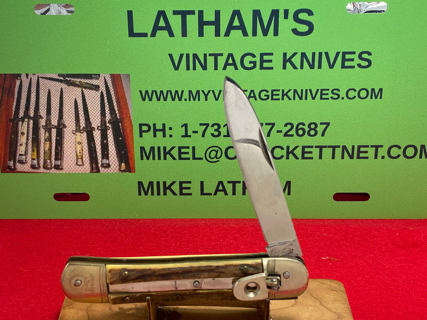 WEIDMANNSHEIL TANG STAMPED ROSTFREI GERMANY 1950-60 LEVER AUTOMATIC SPRINGER KONIG 11 CM GERMAN AUTOMATIC KNIFE STAG HANDLES