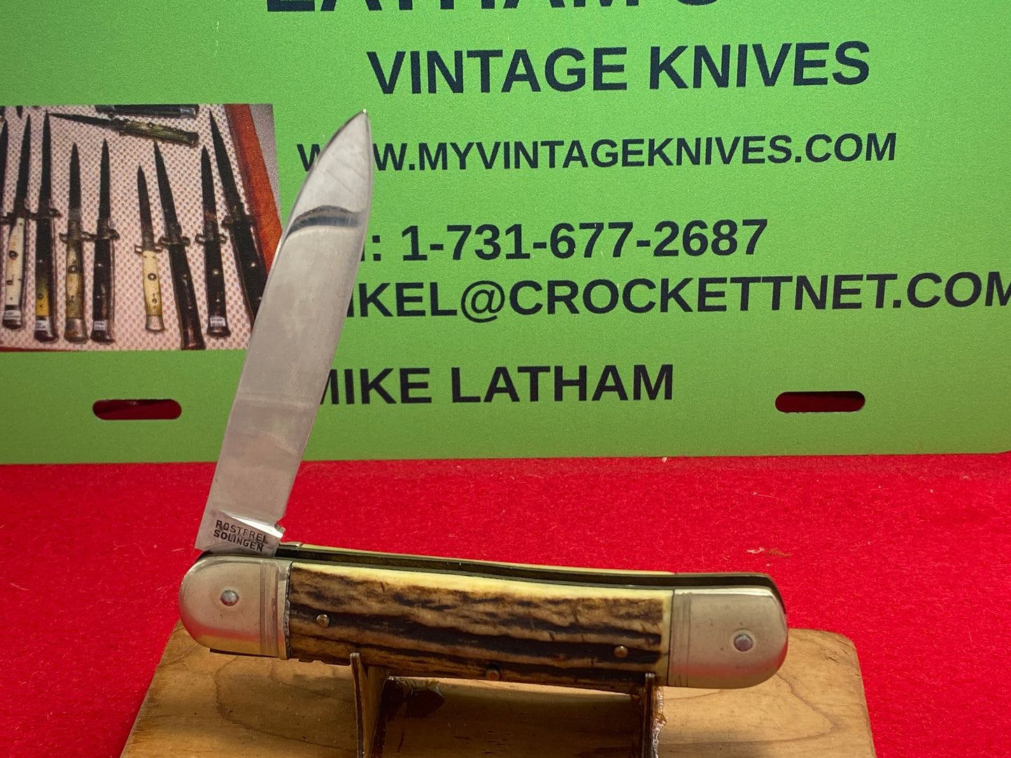 WEIDMANNSHEIL TANG STAMPED ROSTFREI GERMANY 1950-60 LEVER AUTOMATIC SPRINGER KONIG 11 CM GERMAN AUTOMATIC KNIFE STAG HANDLES