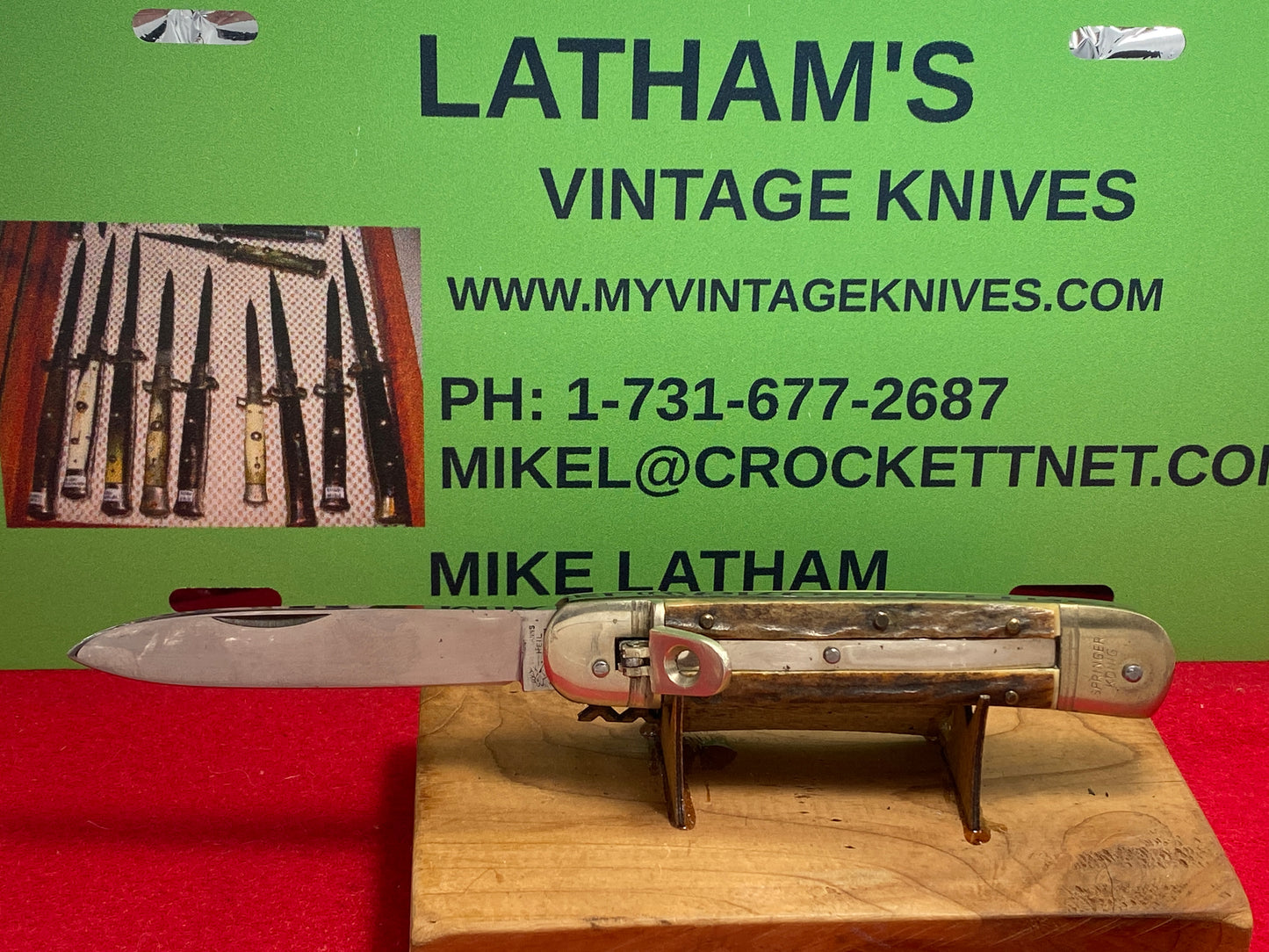 WEIDMANNSHEIL TANG STAMPED ROSTFREI GERMANY 1950-60 LEVER AUTOMATIC SPRINGER KONIG 11 CM GERMAN AUTOMATIC KNIFE STAG HANDLES