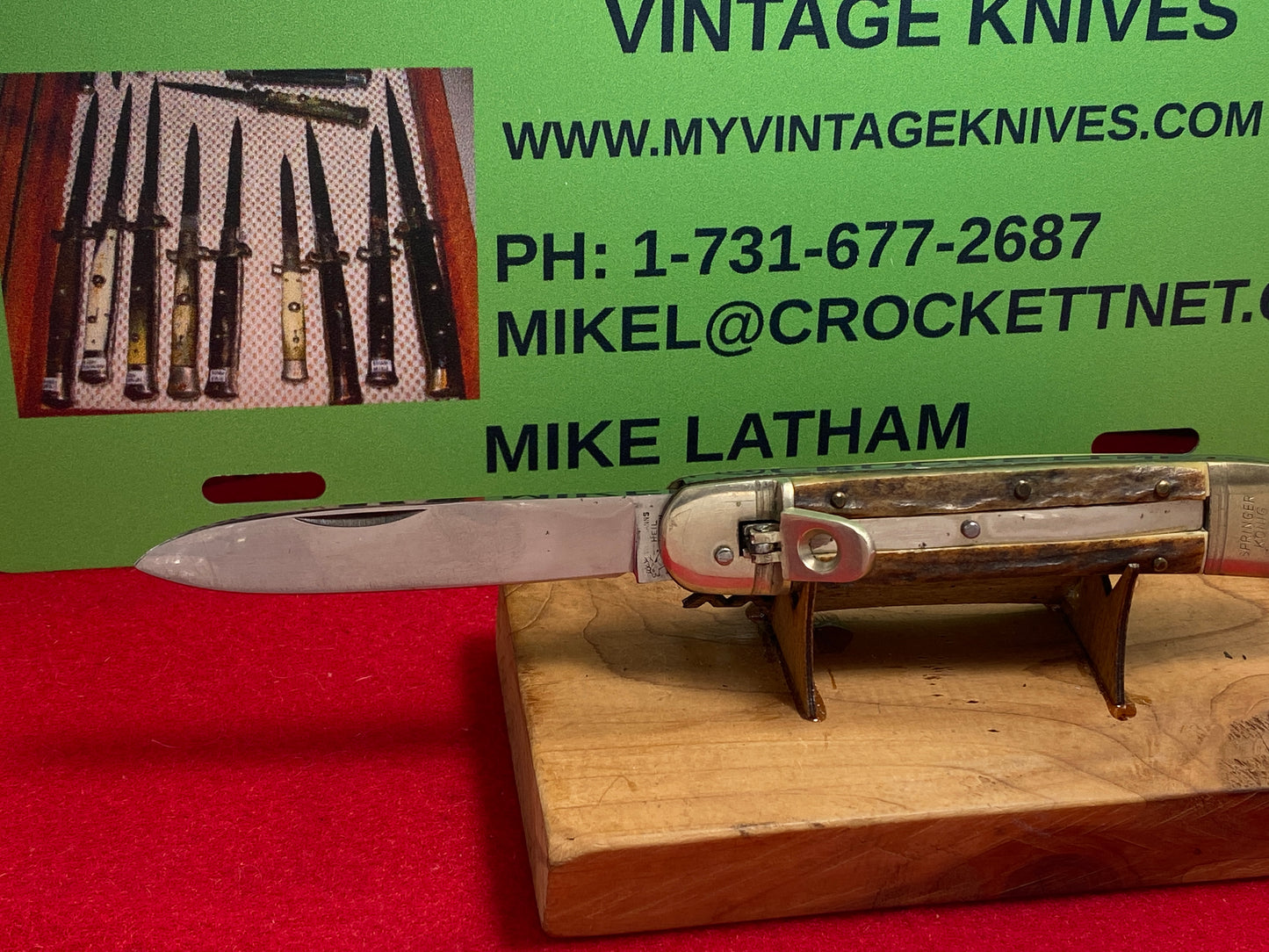 WEIDMANNSHEIL TANG STAMPED ROSTFREI GERMANY 1950-60 LEVER AUTOMATIC SPRINGER KONIG 11 CM GERMAN AUTOMATIC KNIFE STAG HANDLES