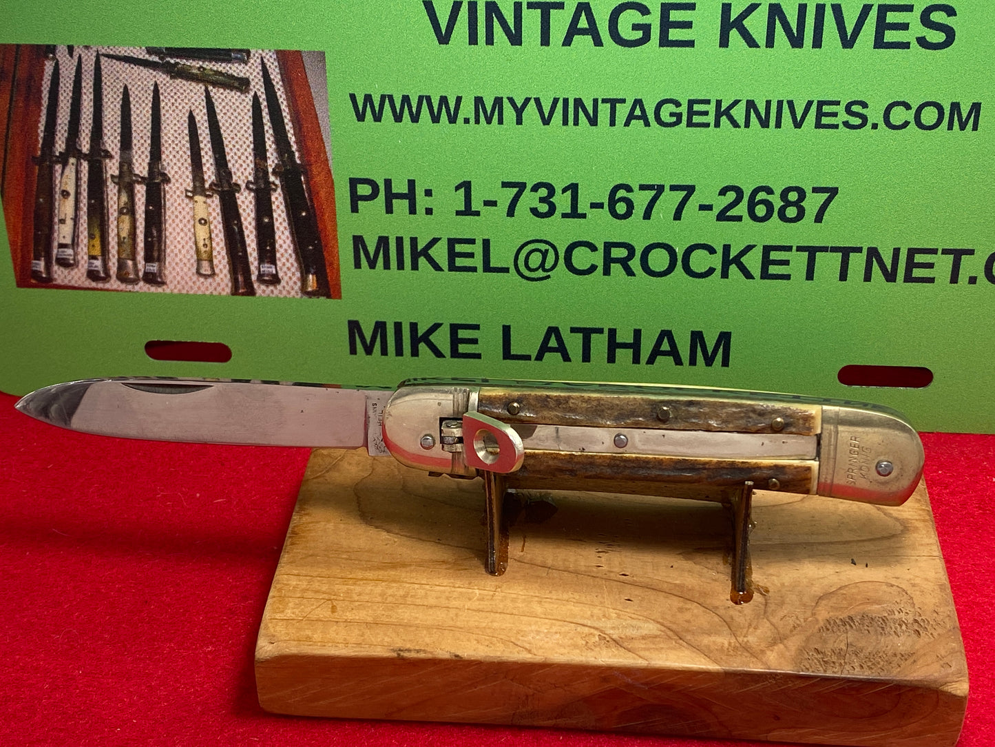WEIDMANNSHEIL TANG STAMPED ROSTFREI GERMANY 1950-60 LEVER AUTOMATIC SPRINGER KONIG 11 CM GERMAN AUTOMATIC KNIFE STAG HANDLES
