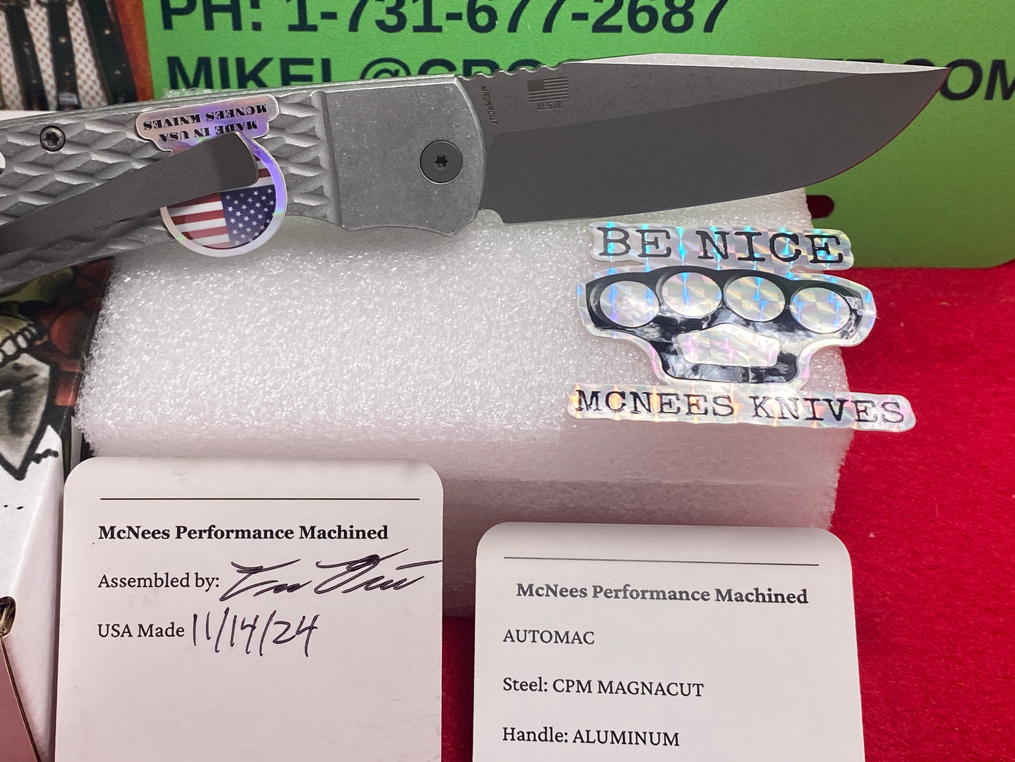 McNEES 11/2024 CUSTOM AUTOMATIC AUTOMAC MCN-PM-MAC-2 TACTICAL AUTOMATIC KNIFE DIAMOND DISIGN ALUMINUM HANDLES