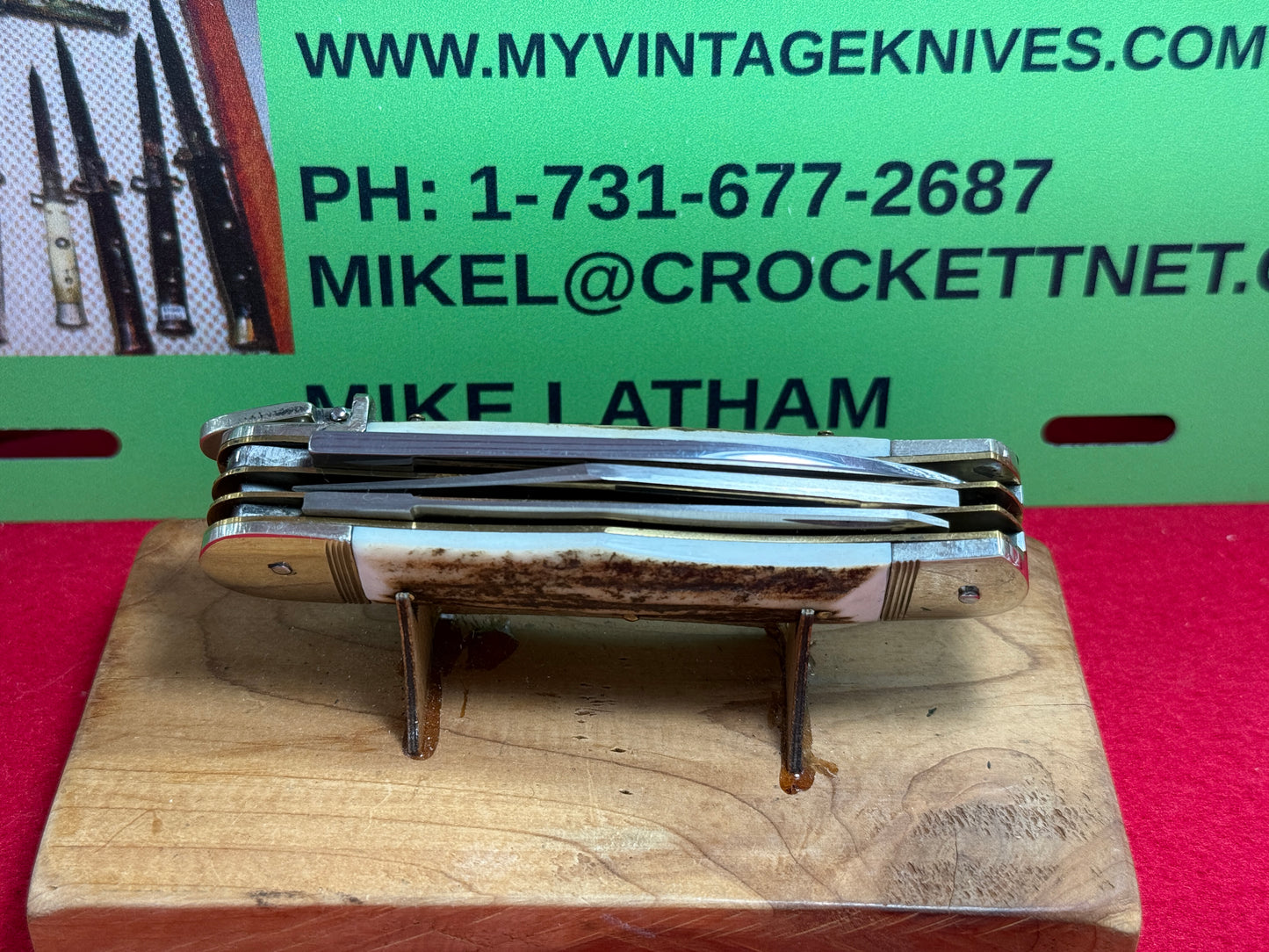 HUBERTUS SOLINGEN GERMANY 1998 LIMITED EDITION CUSTOM MADE 3BL LEVER AUTOMATIC GERMAN AUTOMATIC KNIFE STAG HANDLES