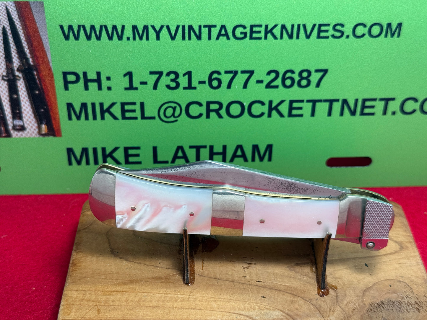 UNION CUT. CO. OLEAN N.Y. PAT. 1916 AERIAL KNIFE CO. 1975 LEVER AUTOMATIC VINTAGE AMERICAN AUTOMATIC KNIFE PEARL HANDLES