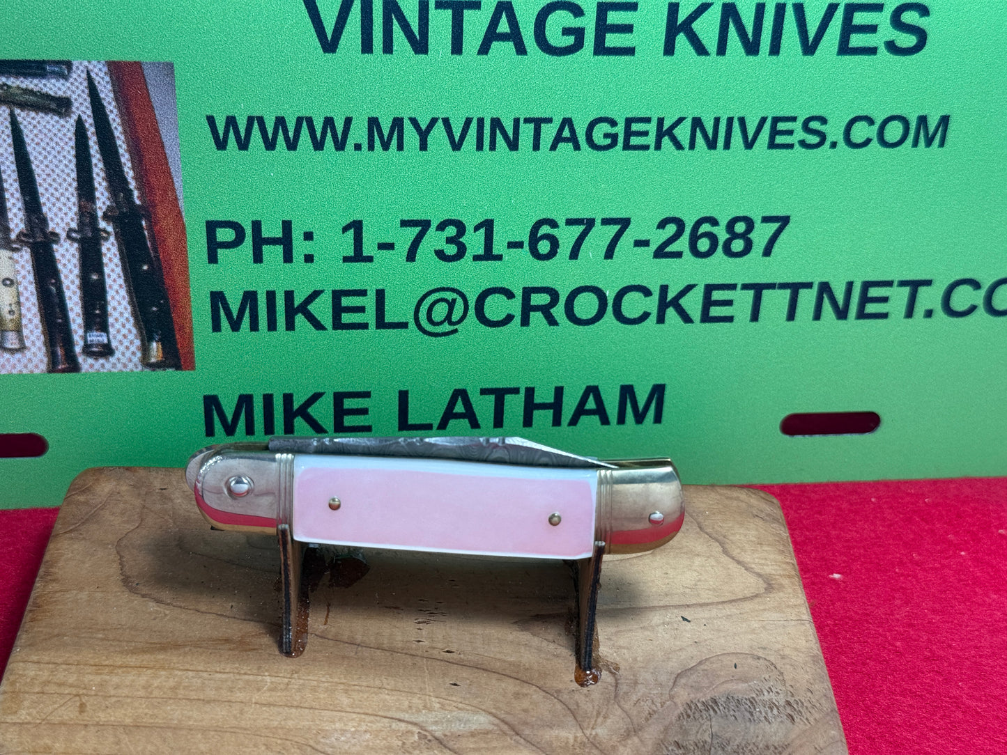 HUBERTUS SOLINGEN GERMANY 1999-2010 BABY SPRINGER LEVER AUTOMATIC DAMACUS STEEL 8.5 CM GERMAN AUTOMATIC KNIFE PEARL HANDLES