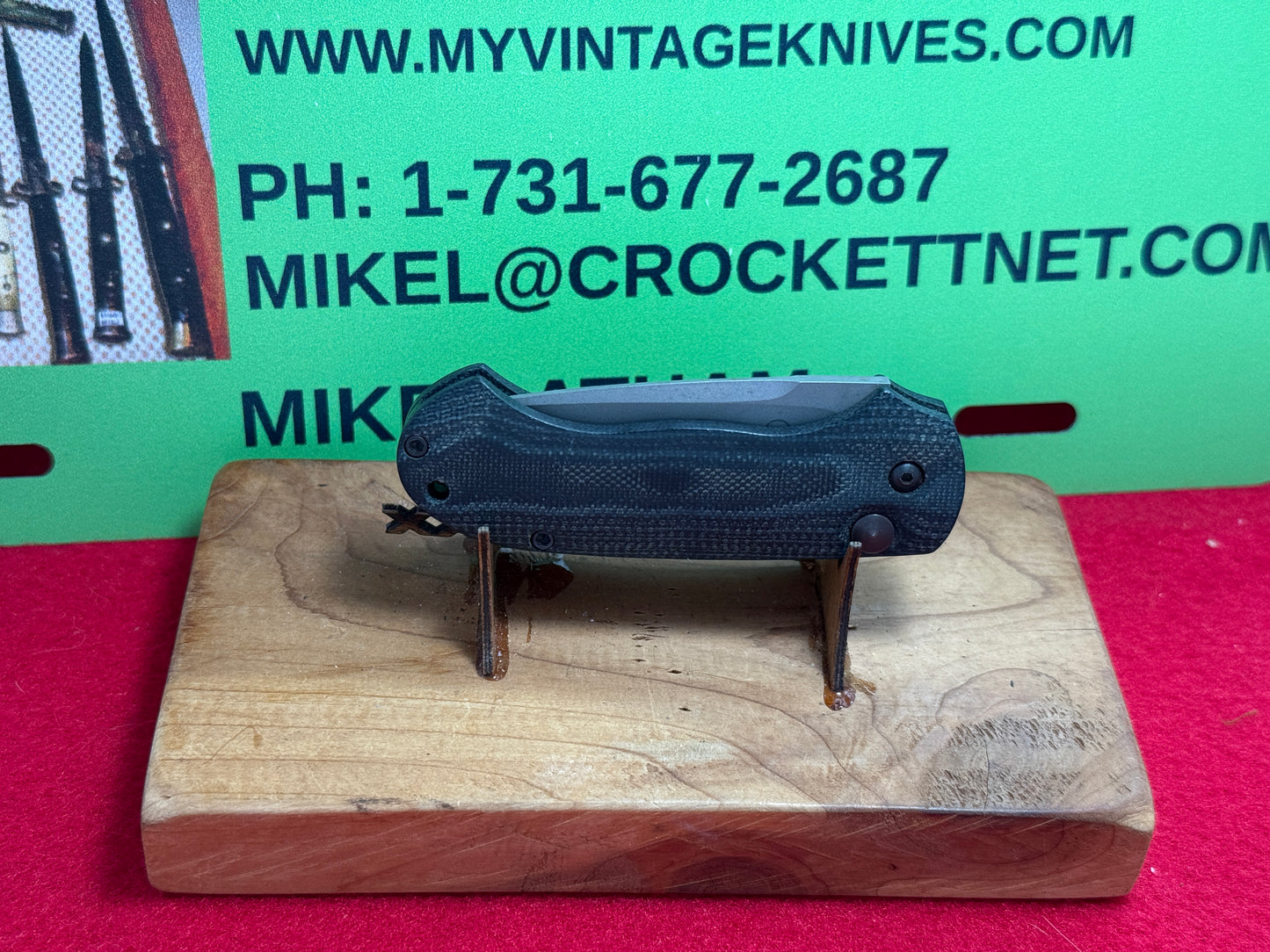 WOODARD, BUCK CUSTOM AUTOMATIC 1995-99 WHITEWOLF POCKET PRO CUSTOM AUTOMATIC KNIFE BLACK/GREEN G-10 HANDLES