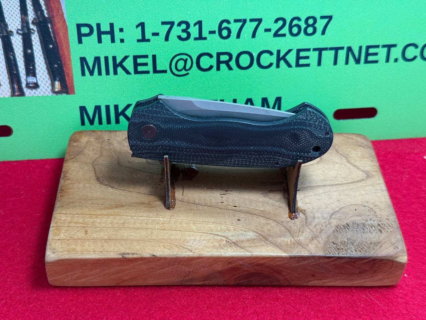 WOODARD, BUCK CUSTOM AUTOMATIC 1995-99 WHITEWOLF POCKET PRO CUSTOM AUTOMATIC KNIFE BLACK/GREEN G-10 HANDLES
