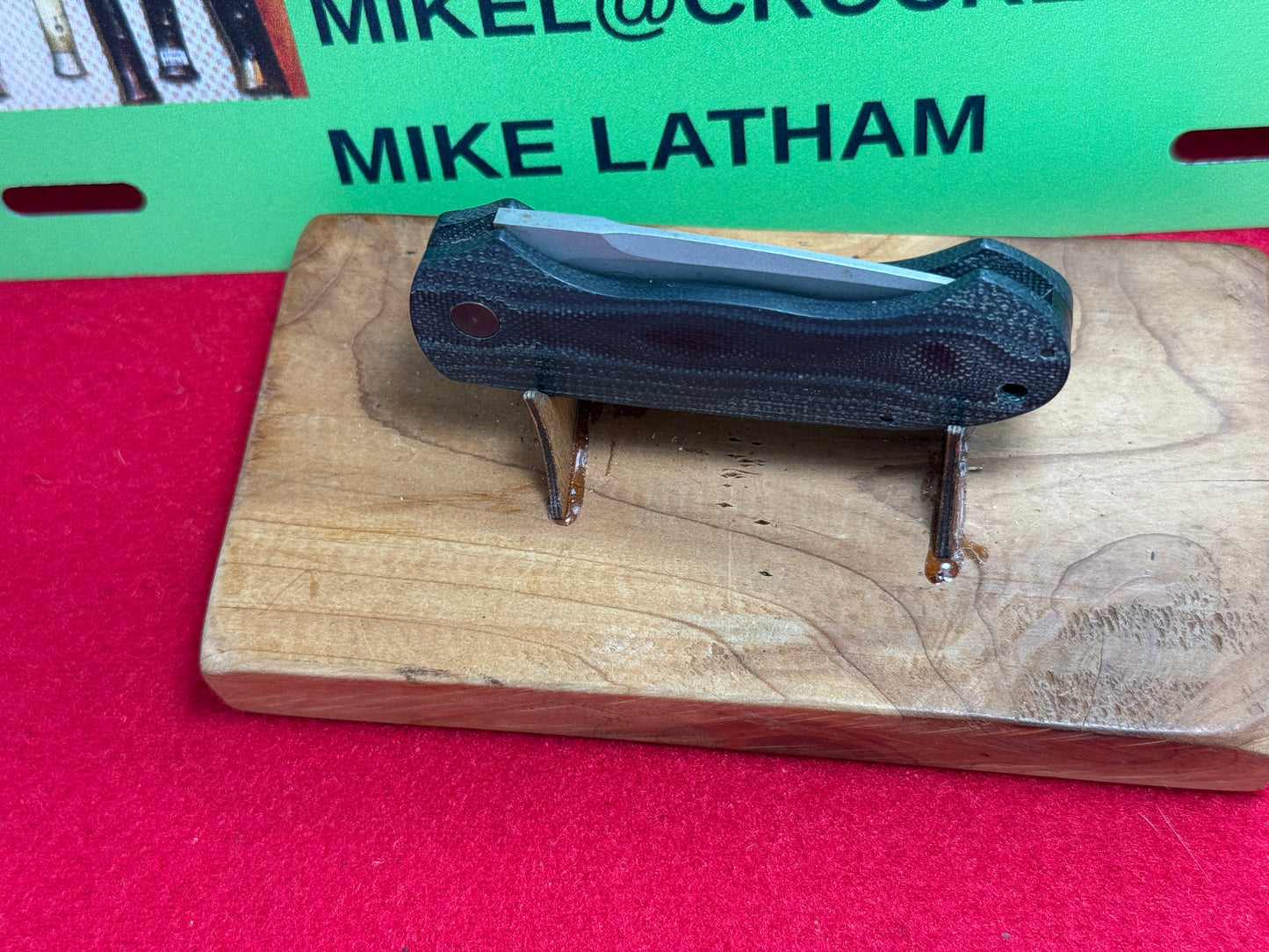 WOODARD, BUCK CUSTOM AUTOMATIC 1995-99 WHITEWOLF POCKET PRO CUSTOM AUTOMATIC KNIFE BLACK/GREEN G-10 HANDLES