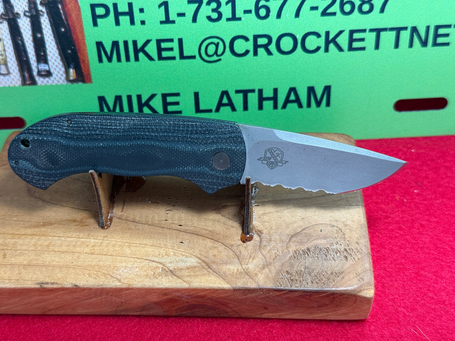 WOODARD, BUCK CUSTOM AUTOMATIC 1995-99 WHITEWOLF POCKET PRO CUSTOM AUTOMATIC KNIFE BLACK/GREEN G-10 HANDLES