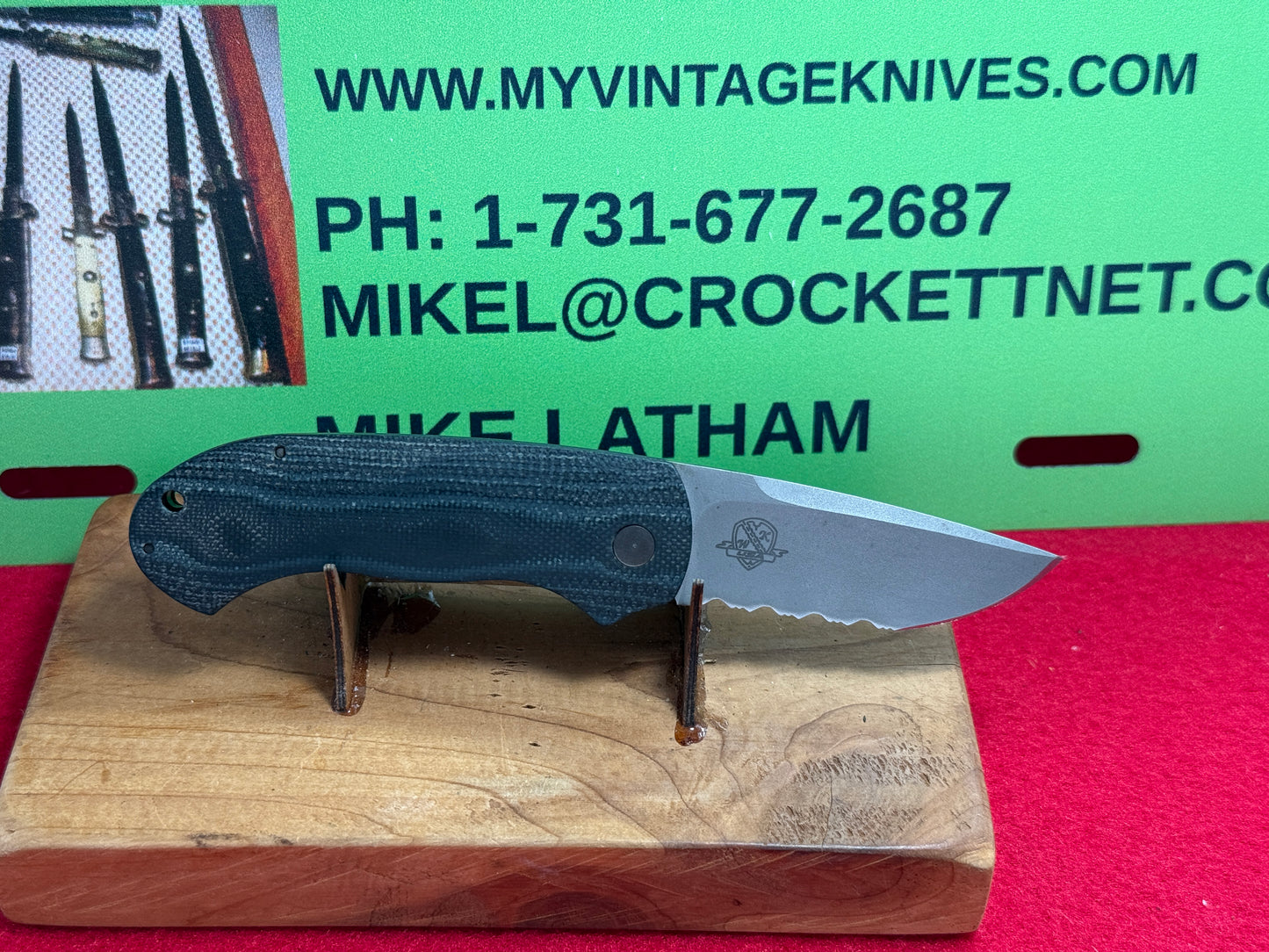 WOODARD, BUCK CUSTOM AUTOMATIC 1995-99 WHITEWOLF POCKET PRO CUSTOM AUTOMATIC KNIFE BLACK/GREEN G-10 HANDLES
