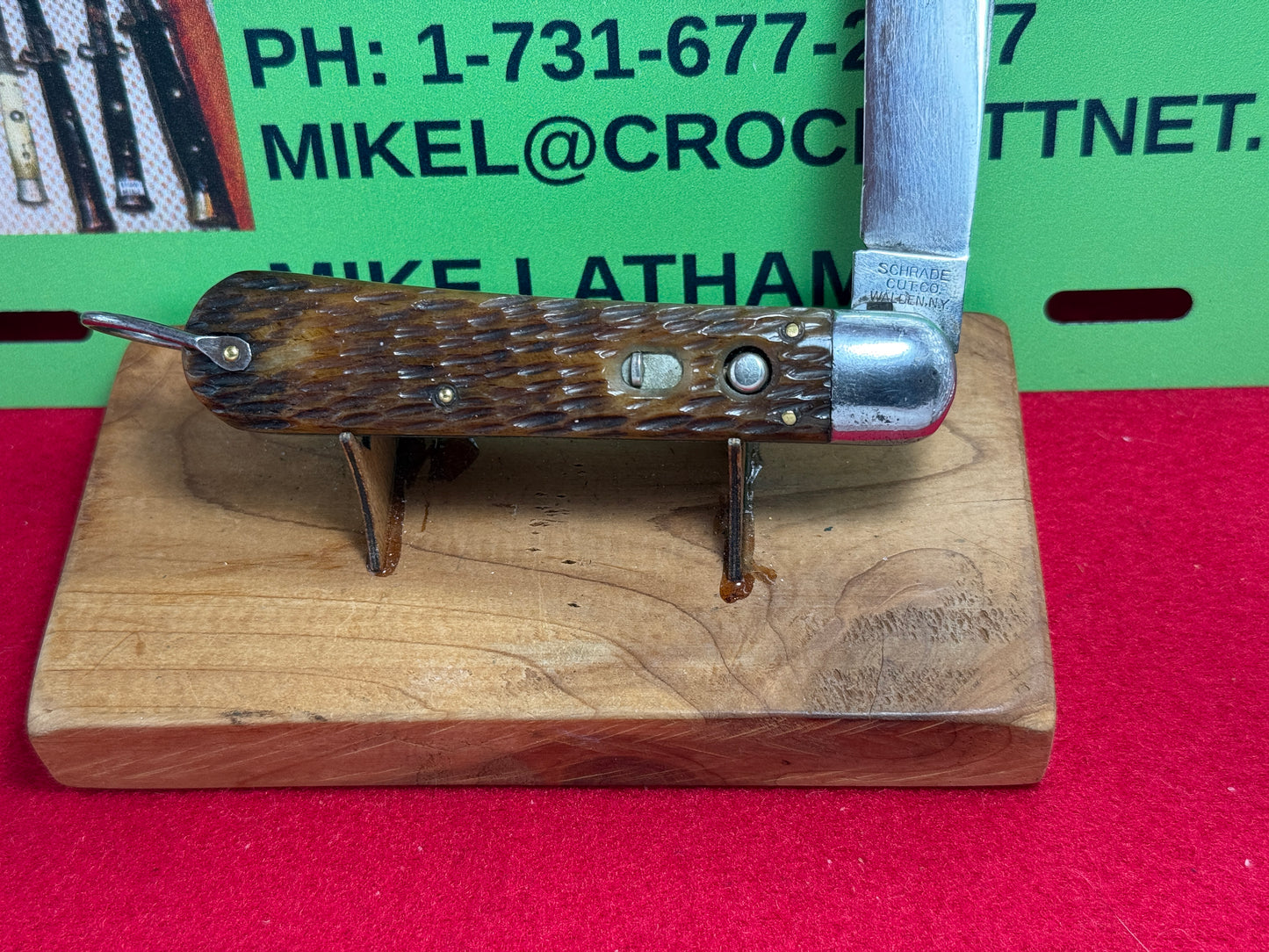 SCHRADE CUT CO. WALDEN NY. 1916-46 MILITARY PARATROOPER 4 1/4" VINTAGE AMERICAN AUTOMATIC KNIFE JIGGED BONE HANDLES