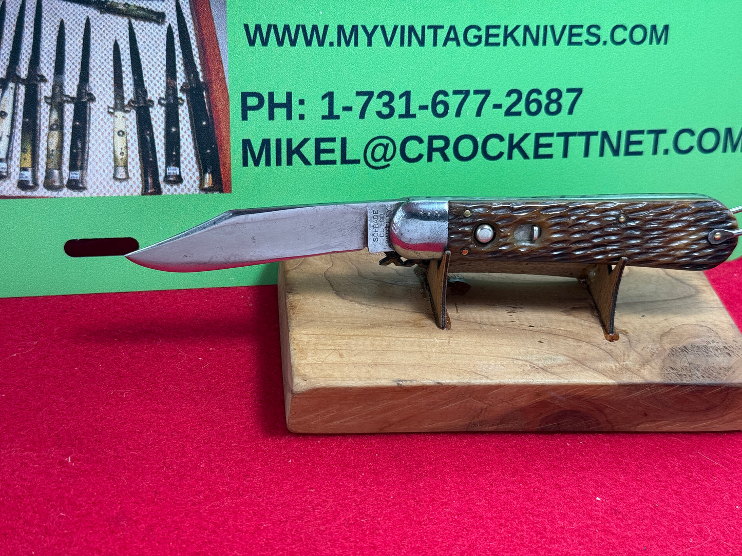 SCHRADE CUT CO. WALDEN NY. 1916-46 MILITARY PARATROOPER 4 1/4" VINTAGE AMERICAN AUTOMATIC KNIFE JIGGED BONE HANDLES