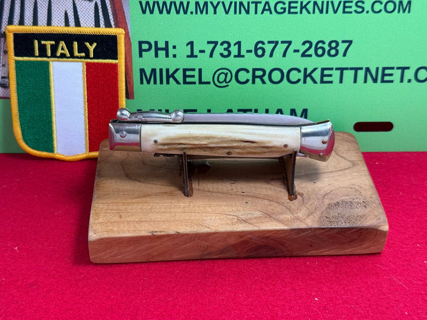 ROSTFREI 1970-75 ITALIAN SWING GUARD LOCK BACK 8" ITALIAN AUTOMATIC KNIFE STAG HANDLES