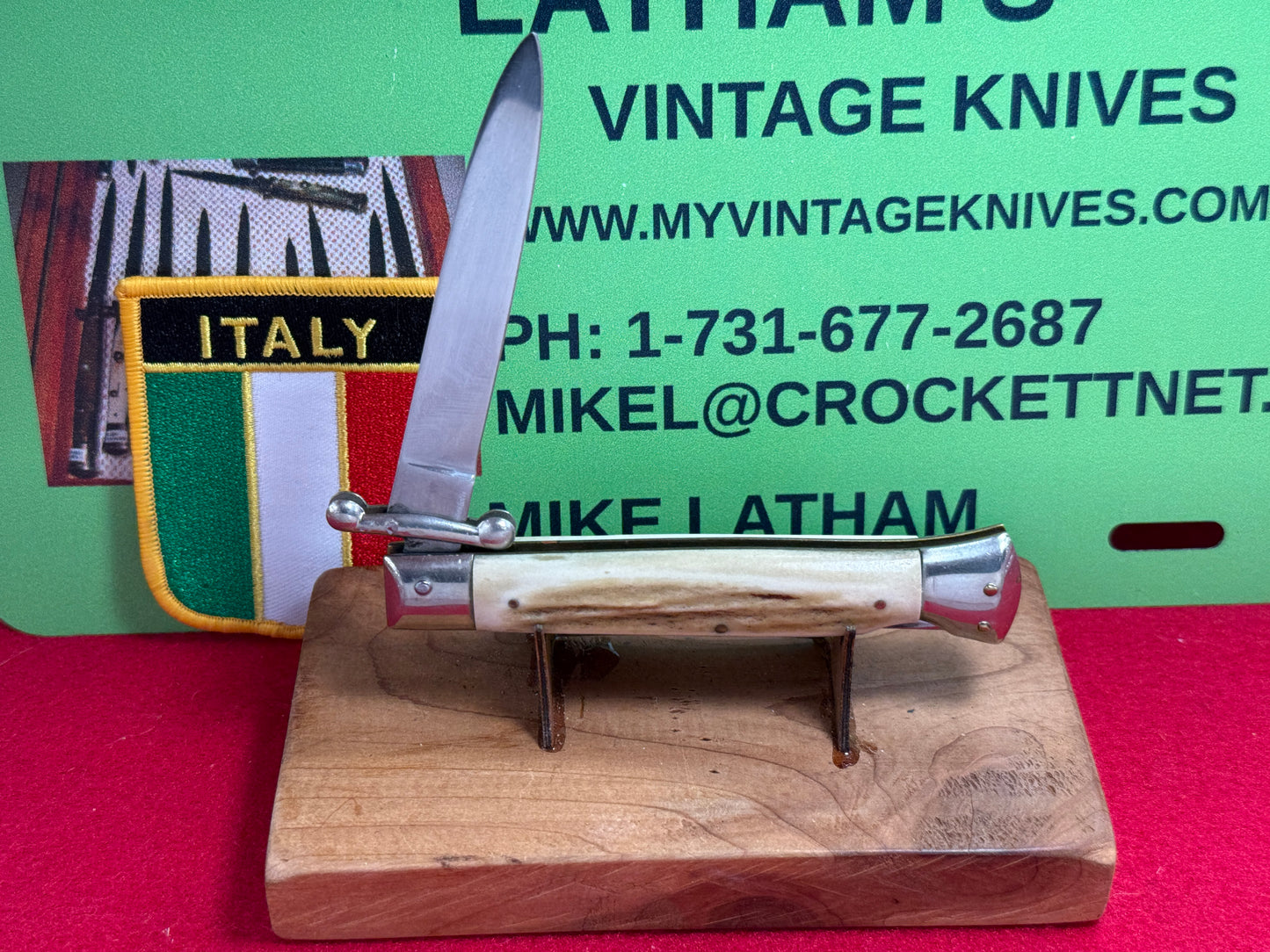 ROSTFREI 1970-75 ITALIAN SWING GUARD LOCK BACK 8" ITALIAN AUTOMATIC KNIFE STAG HANDLES