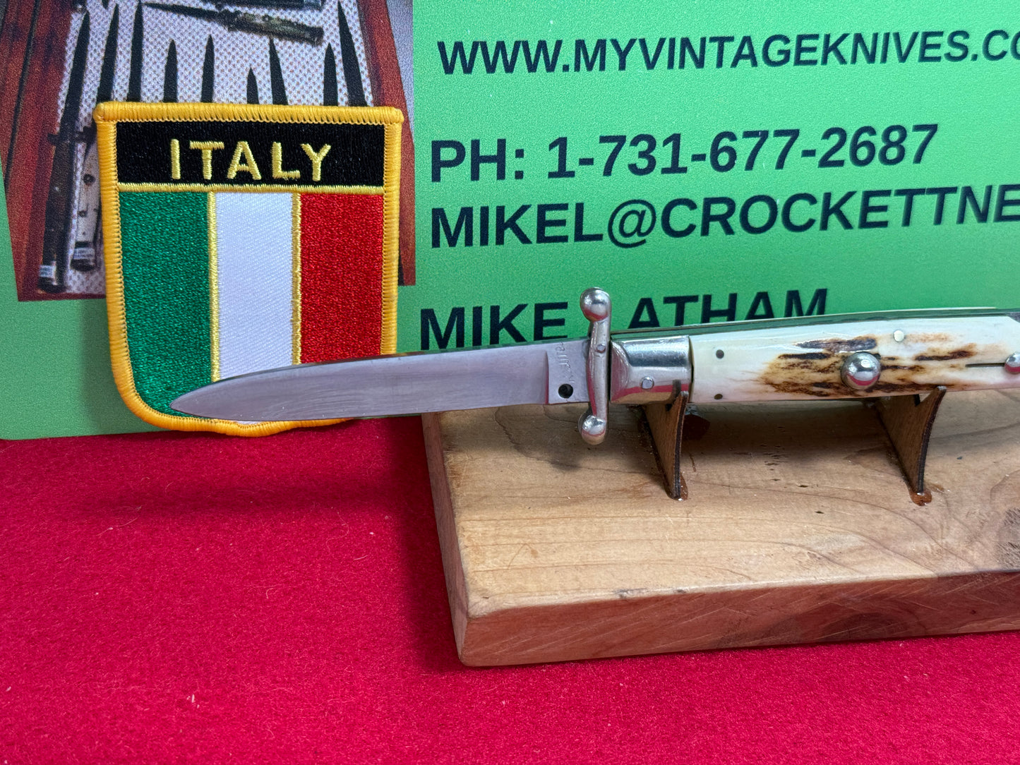 ROSTFREI 1970-75 ITALIAN SWING GUARD LOCK BACK 8" ITALIAN AUTOMATIC KNIFE STAG HANDLES