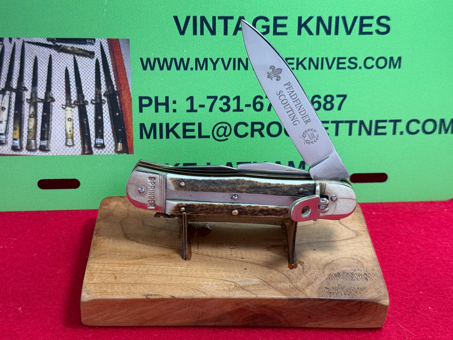 HUBERTUS SOLINGEN GERMANY 2009-2010 PFADFINDER SCOUTING 100 JAHRE BOY SCOUT EDITION SPRINGER GERMAN AUTOMATIC KNIFE STAG HANDLES