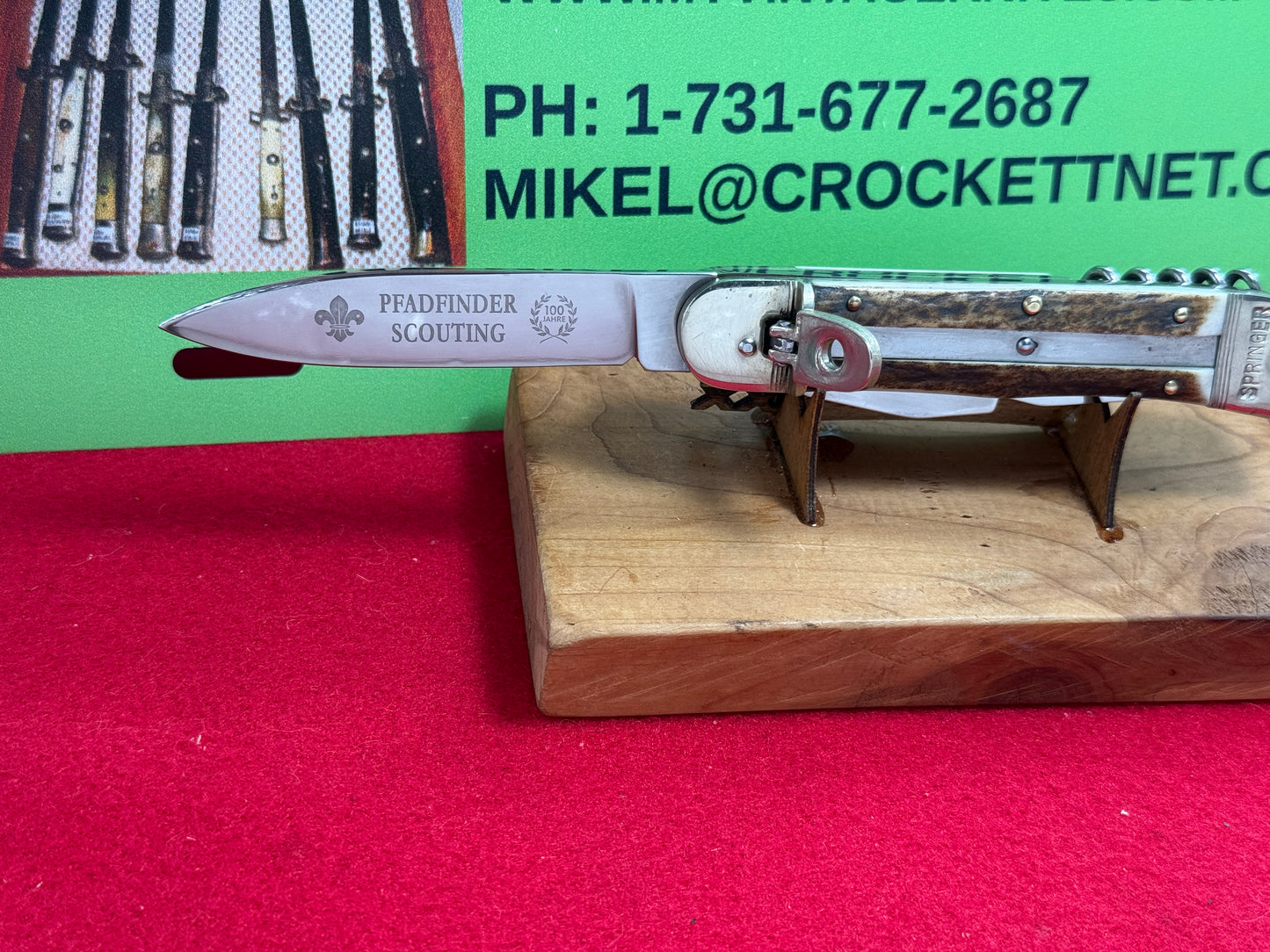 HUBERTUS SOLINGEN GERMANY 2009-2010 PFADFINDER SCOUTING 100 JAHRE BOY SCOUT EDITION SPRINGER GERMAN AUTOMATIC KNIFE STAG HANDLES