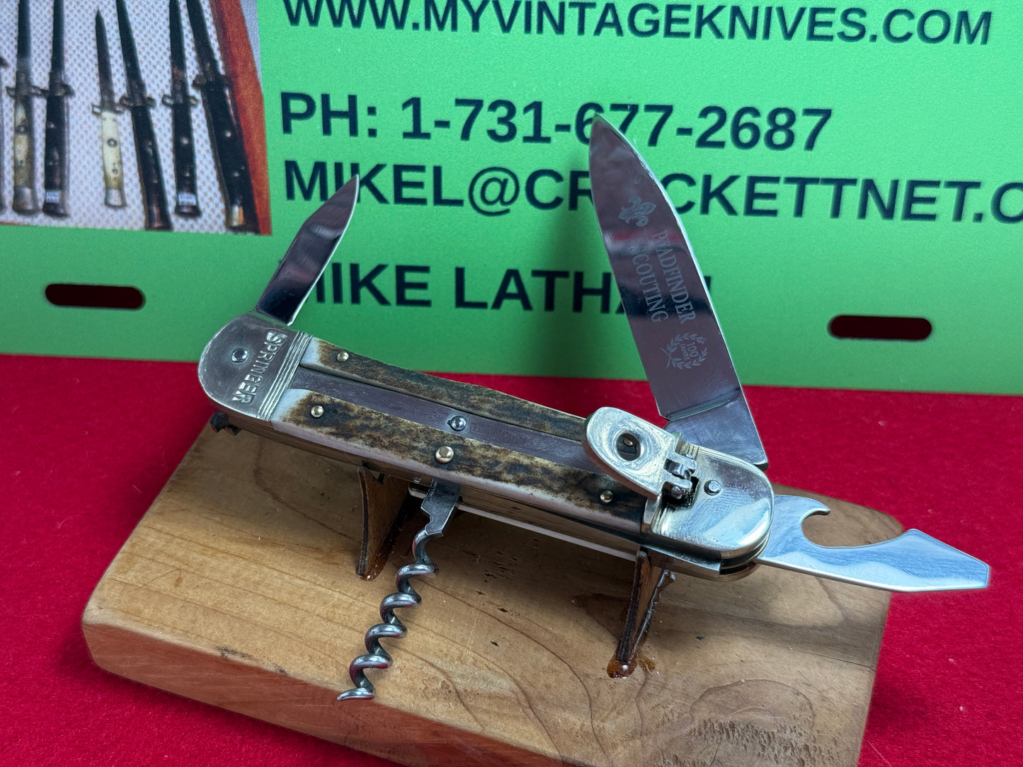 HUBERTUS SOLINGEN GERMANY 2009-2010 PFADFINDER SCOUTING 100 JAHRE BOY SCOUT EDITION SPRINGER GERMAN AUTOMATIC KNIFE STAG HANDLES
