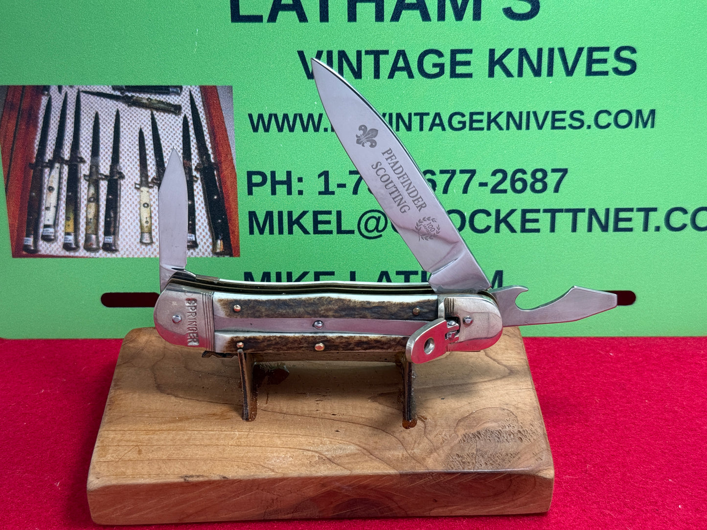 HUBERTUS SOLINGEN GERMANY 2009-2010 PFADFINDER SCOUTING 100 JAHRE BOY SCOUT EDITION SPRINGER GERMAN AUTOMATIC KNIFE STAG HANDLES