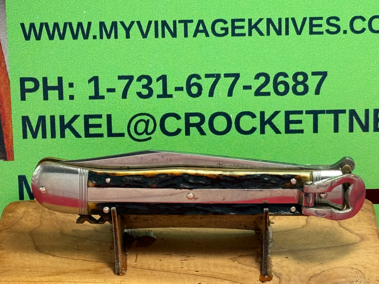 HENCKELS J.A. TWIN WORKS SOLINGEN GERMANY 1930-40 LEVER AUTOMATIC GERMAN AUTOMATIC KNIFE STAG HANDLES