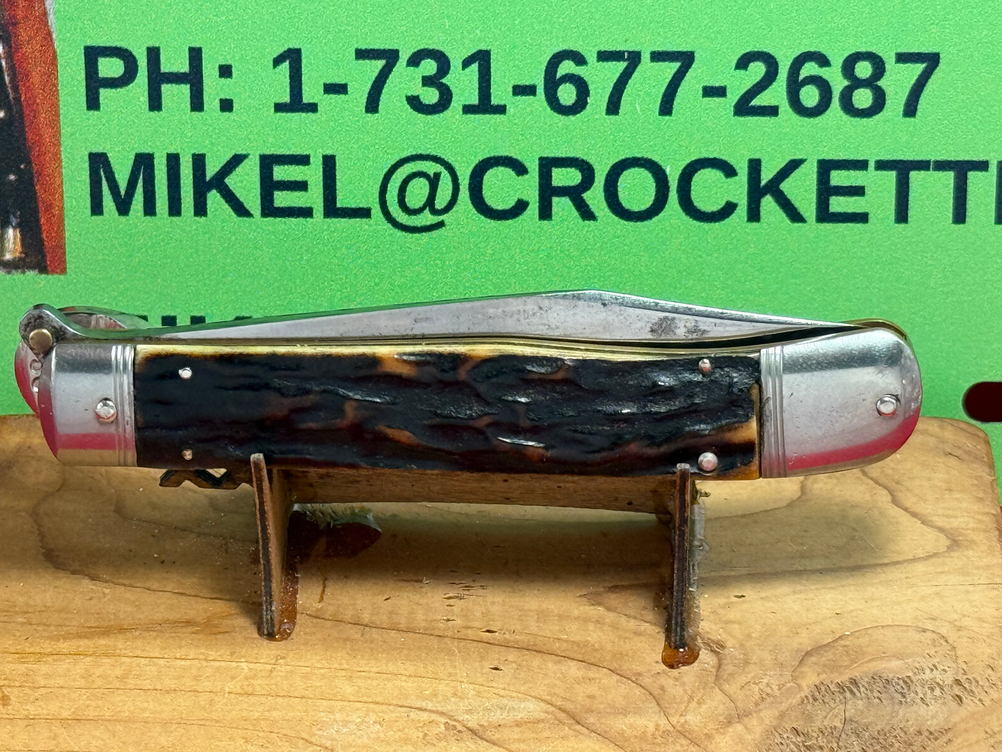 HENCKELS J.A. TWIN WORKS SOLINGEN GERMANY 1930-40 LEVER AUTOMATIC GERMAN AUTOMATIC KNIFE STAG HANDLES