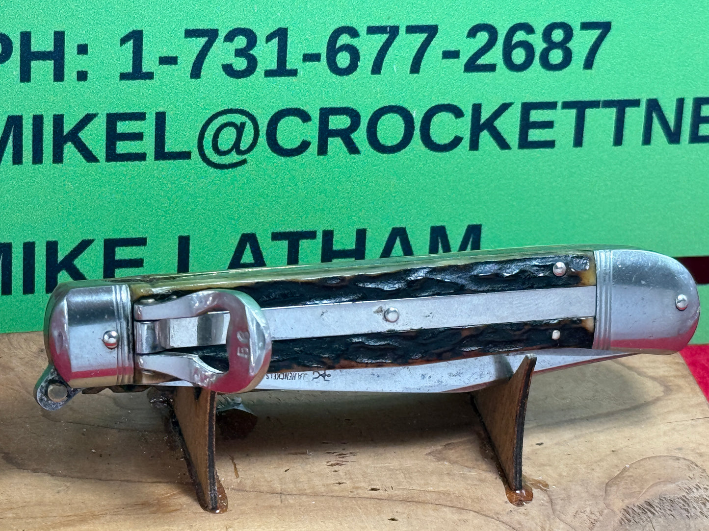 HENCKELS J.A. TWIN WORKS SOLINGEN GERMANY 1930-40 LEVER AUTOMATIC GERMAN AUTOMATIC KNIFE STAG HANDLES