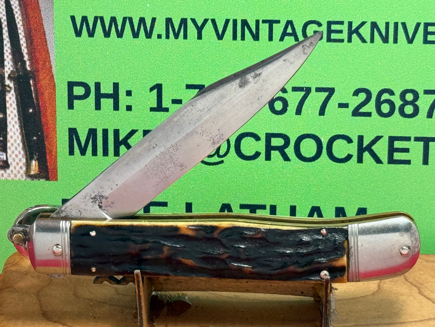 HENCKELS J.A. TWIN WORKS SOLINGEN GERMANY 1930-40 LEVER AUTOMATIC GERMAN AUTOMATIC KNIFE STAG HANDLES