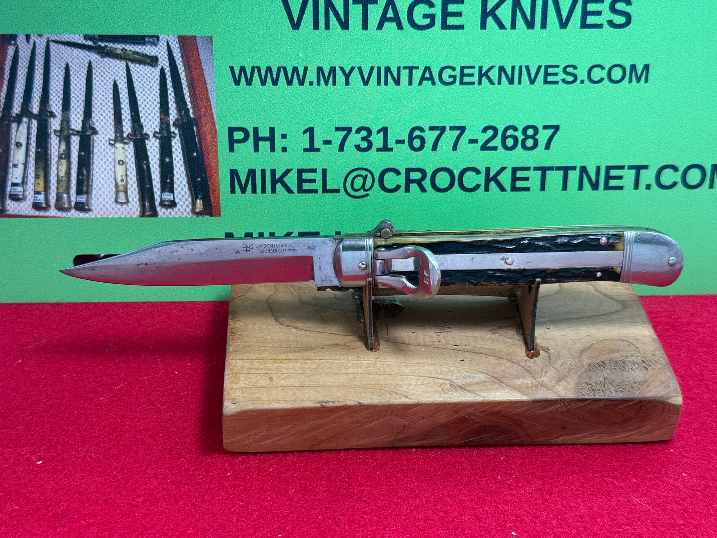 HENCKELS J.A. TWIN WORKS SOLINGEN GERMANY 1930-40 LEVER AUTOMATIC GERMAN AUTOMATIC KNIFE STAG HANDLES