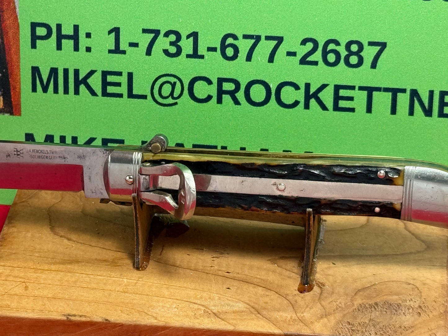HENCKELS J.A. TWIN WORKS SOLINGEN GERMANY 1930-40 LEVER AUTOMATIC GERMAN AUTOMATIC KNIFE STAG HANDLES