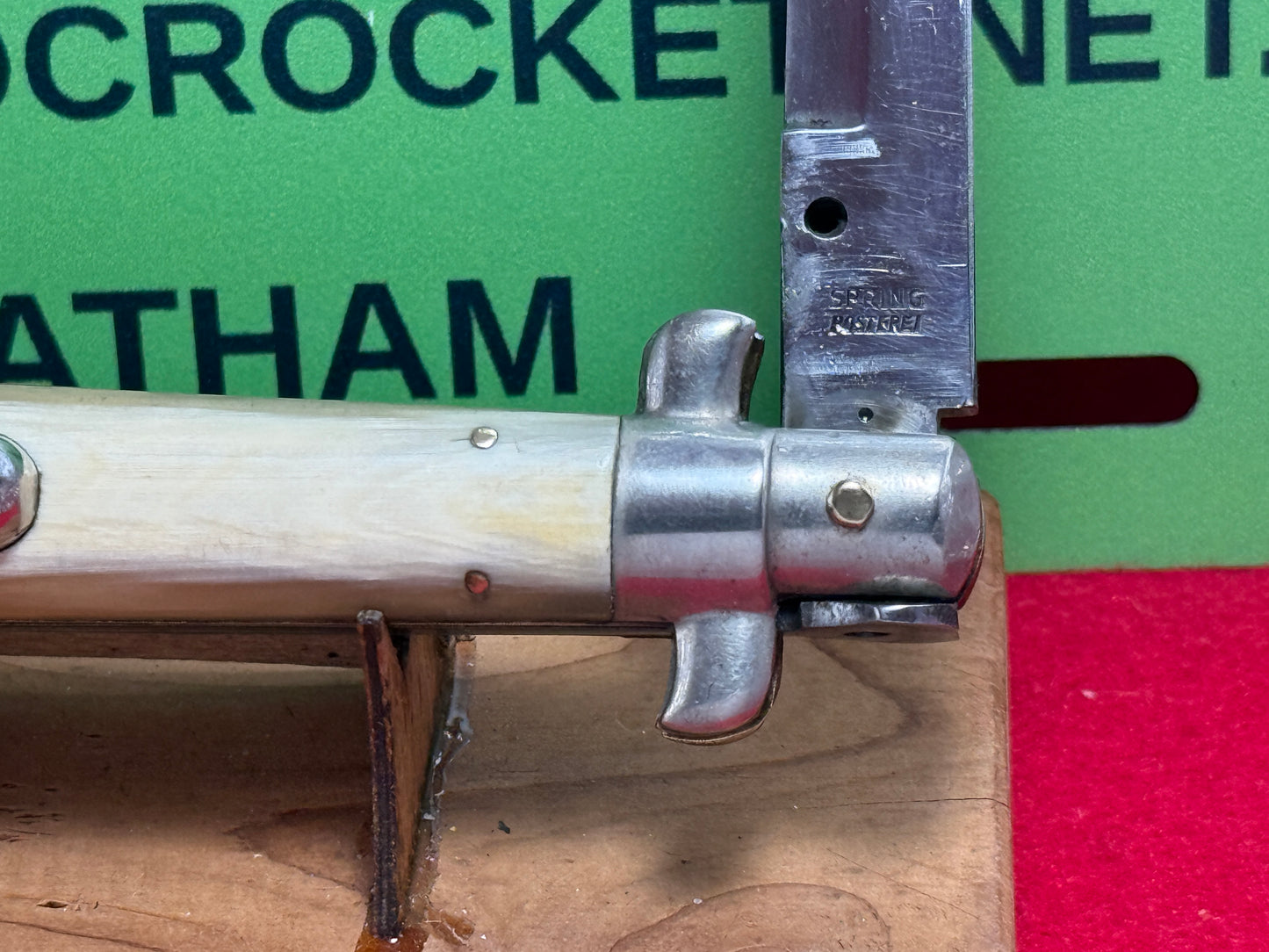 RAIMONDO SPRING ROSTFREI ITALY 1952-56 PICK LOCK STILETTO 28 CM ITALIAN AUTOMATIC KNIFE BRAZILIAN HORN HANDLES