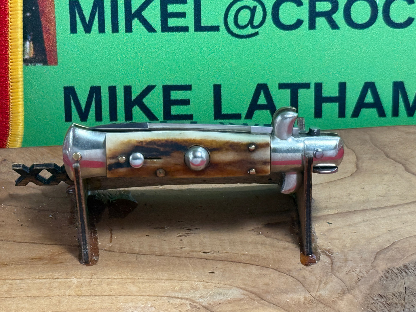 ROSTFREI --GERMAN MARKET--ITALY--1958-60 PICK LOCK STILETTO 12 CM ITALIAN AUTOMATIC KNIFE STAG HANDLES