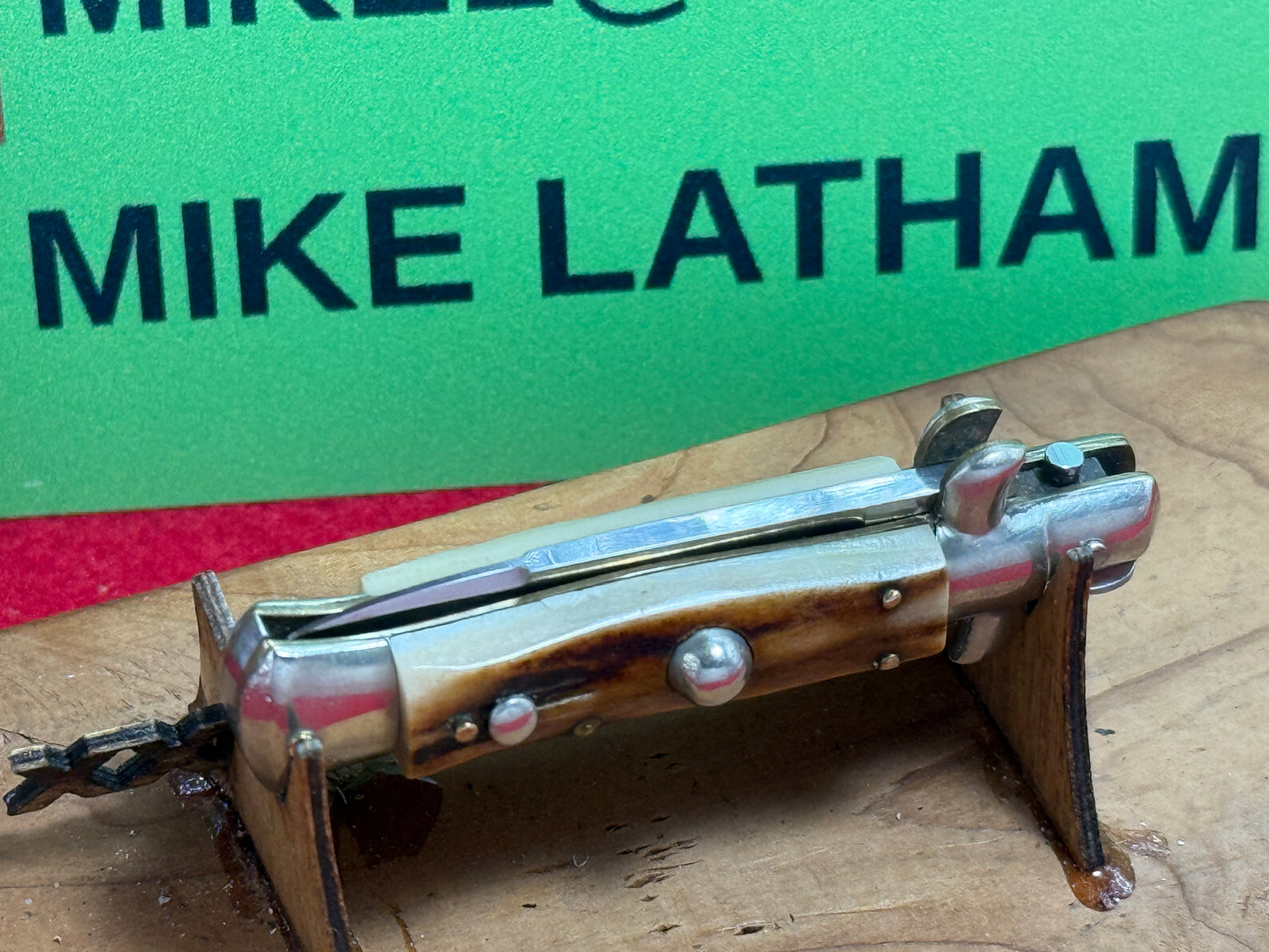 ROSTFREI --GERMAN MARKET--ITALY--1958-60 PICK LOCK STILETTO 12 CM ITALIAN AUTOMATIC KNIFE STAG HANDLES