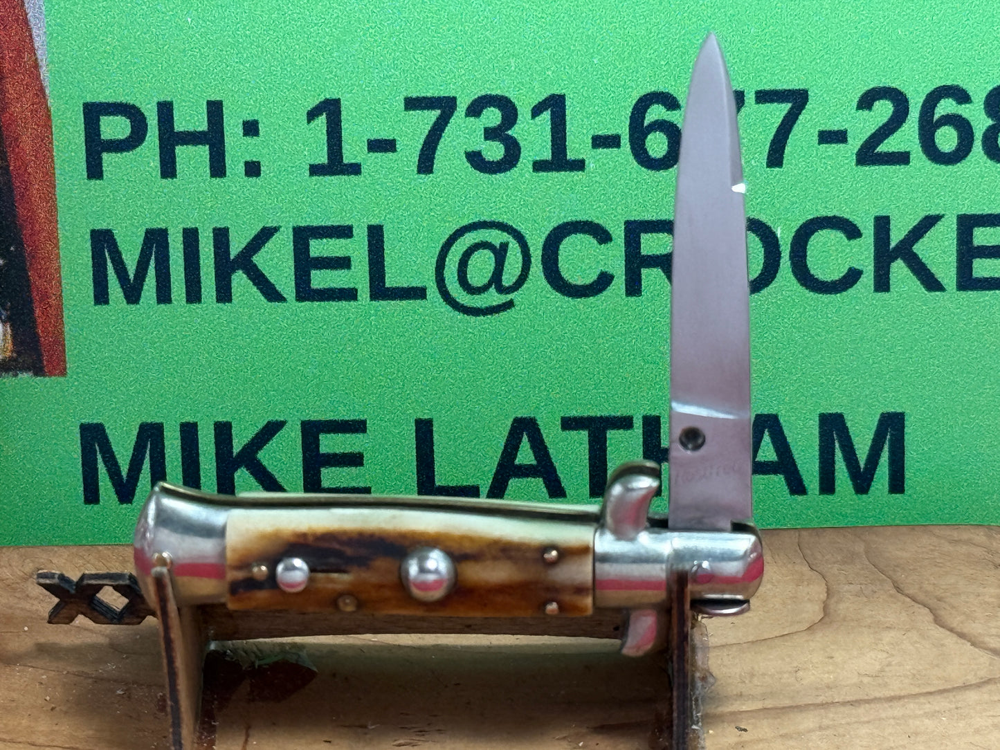 ROSTFREI --GERMAN MARKET--ITALY--1958-60 PICK LOCK STILETTO 12 CM ITALIAN AUTOMATIC KNIFE STAG HANDLES