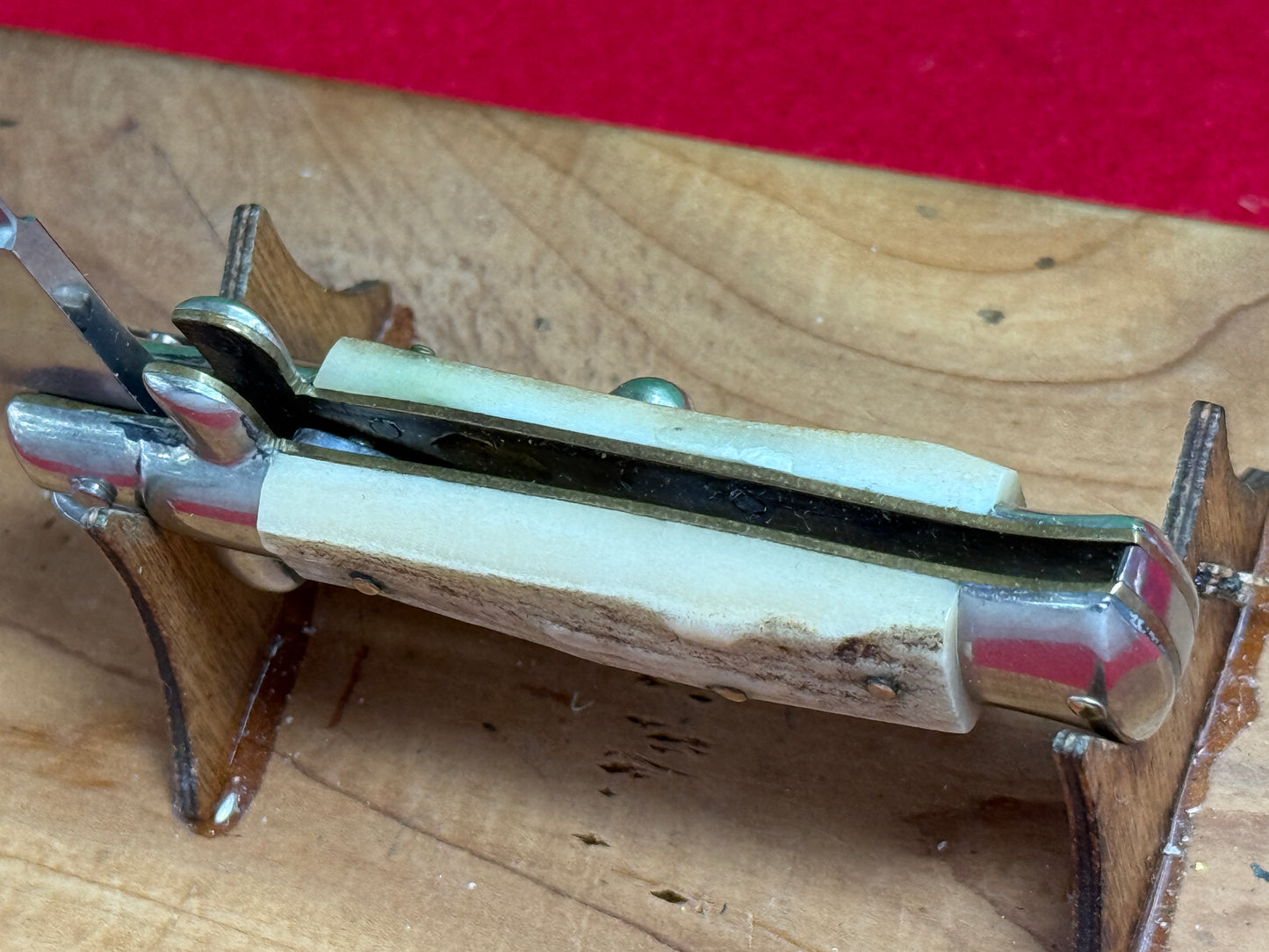 ROSTFREI --GERMAN MARKET--ITALY--1958-60 PICK LOCK STILETTO 12 CM ITALIAN AUTOMATIC KNIFE STAG HANDLES