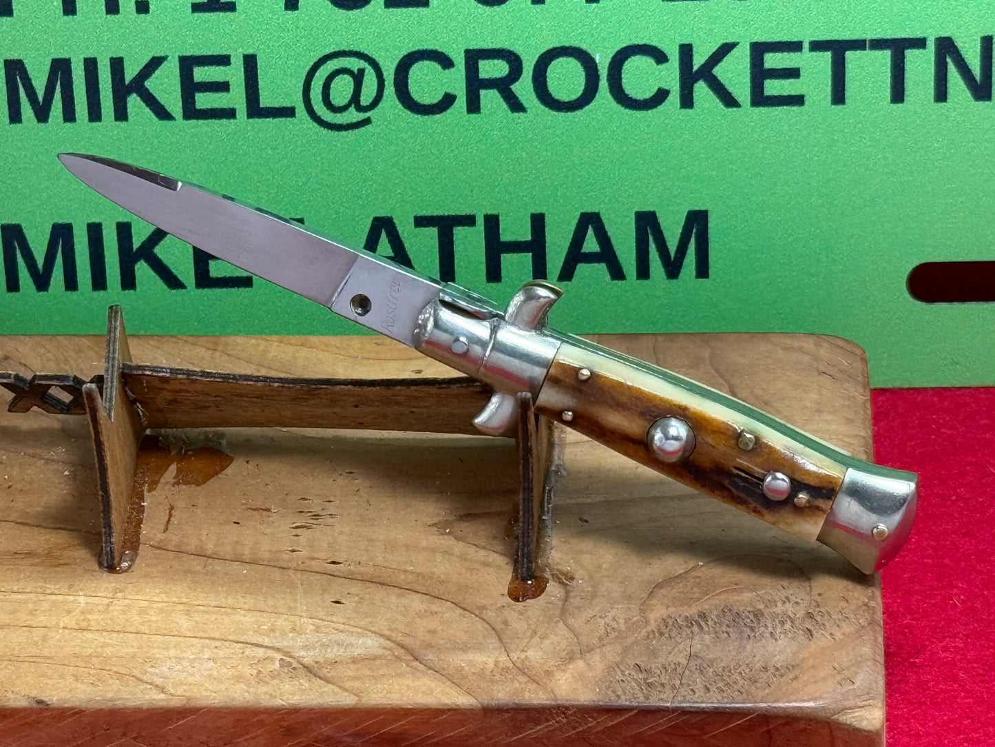 ROSTFREI --GERMAN MARKET--ITALY--1958-60 PICK LOCK STILETTO 12 CM ITALIAN AUTOMATIC KNIFE STAG HANDLES
