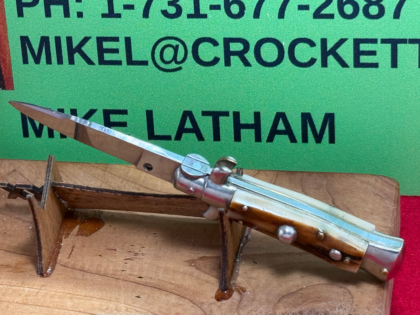 ROSTFREI --GERMAN MARKET--ITALY--1958-60 PICK LOCK STILETTO 12 CM ITALIAN AUTOMATIC KNIFE STAG HANDLES