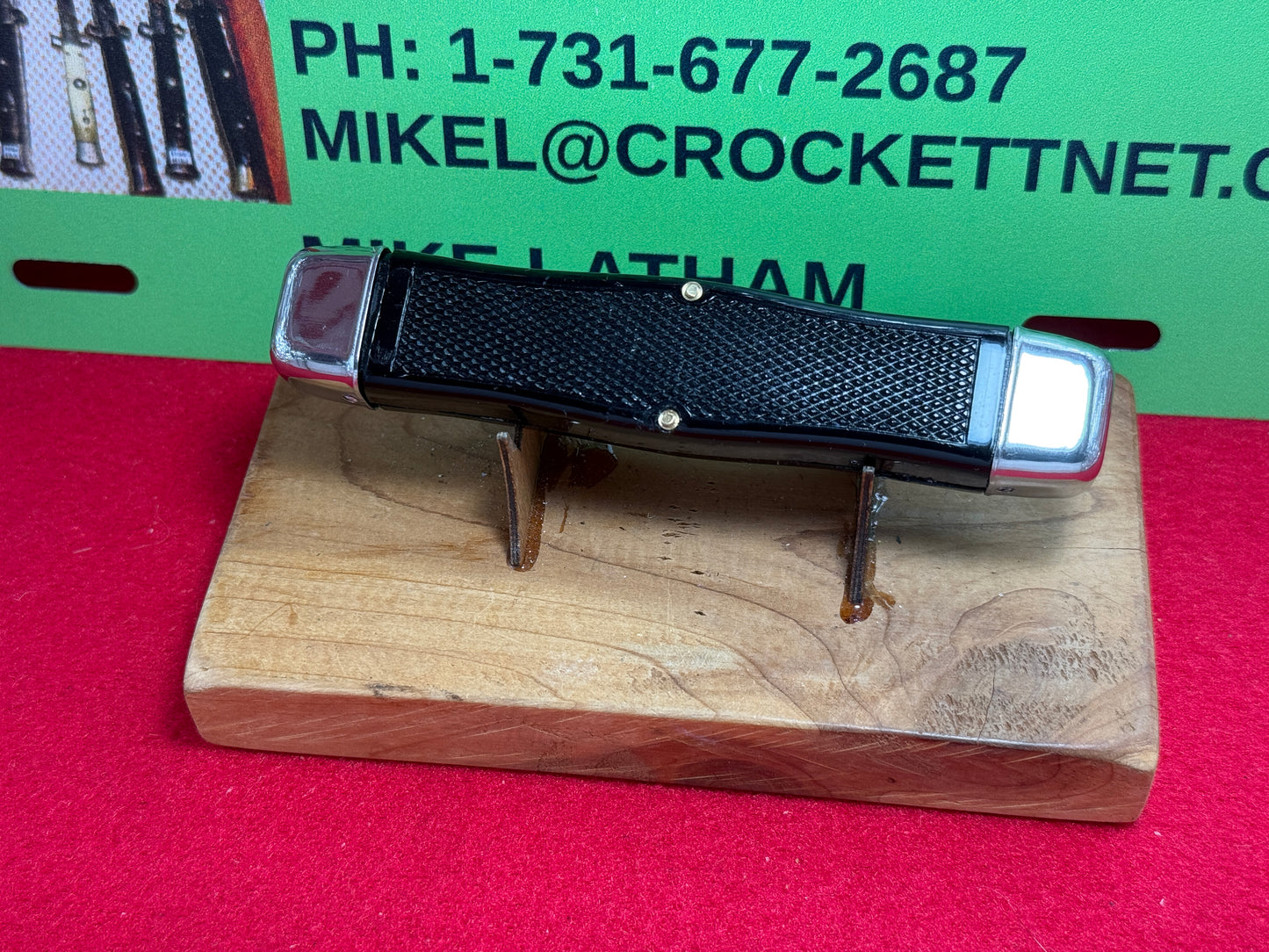 G. DAVID ARBALETE FRENCH 1968-78 OTF DOUBLE ACTION FRENCH AUTOMATIC KNIFE BLACK PLASTIC HANDLES