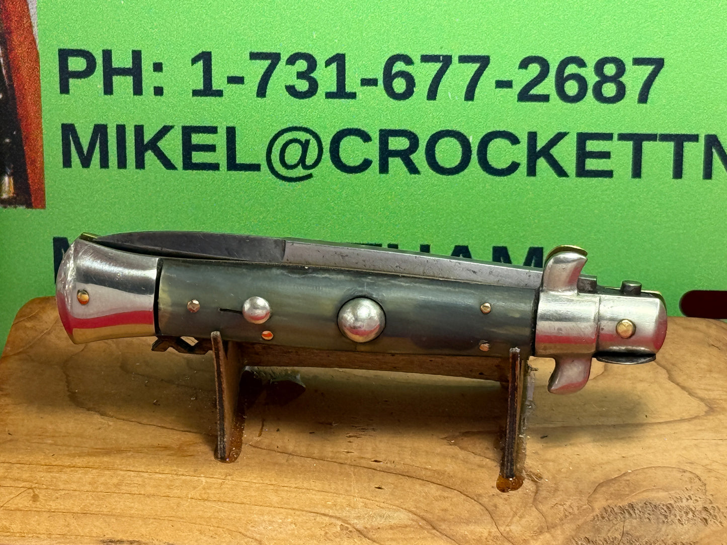 OMEGA IMPORT CO. MADE IN ITALY 1950-56 PICK LOCK STILETTO 20 CM ITALIAN AUTOMATIC KNIFE BUFFALO HORN HANDLES