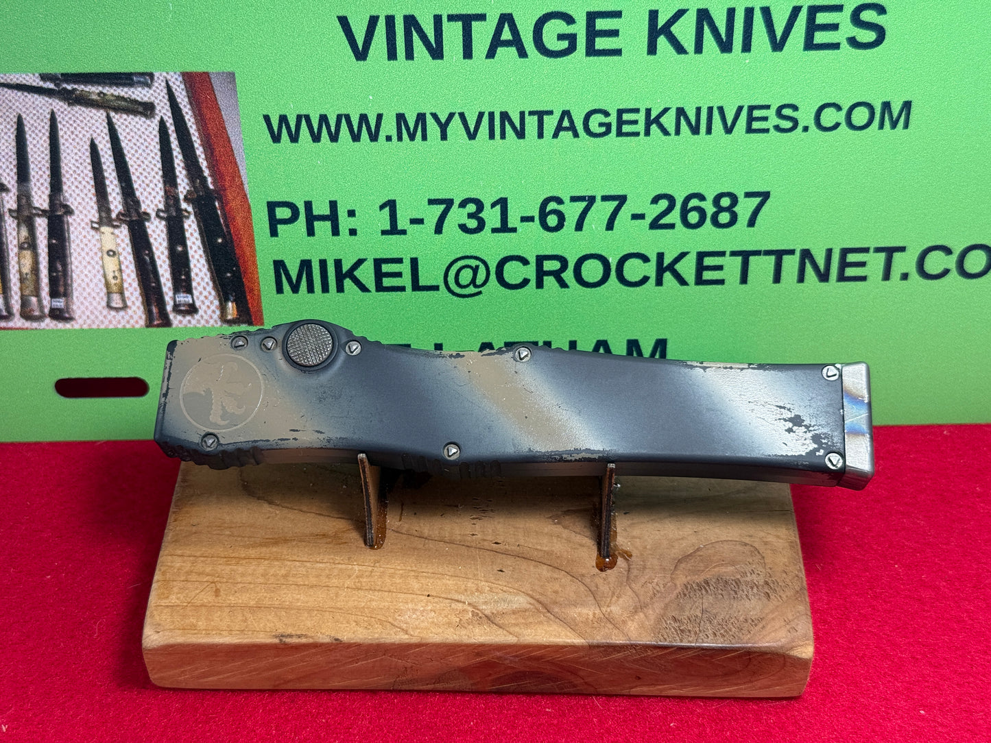 MICROTECH USA 08/2011 OTF HALO V TAN CAMO FLAMED Ti CHARGER TACTICAL AUTOMATIC KNIFE TAN CAMO METAL HANDLES
