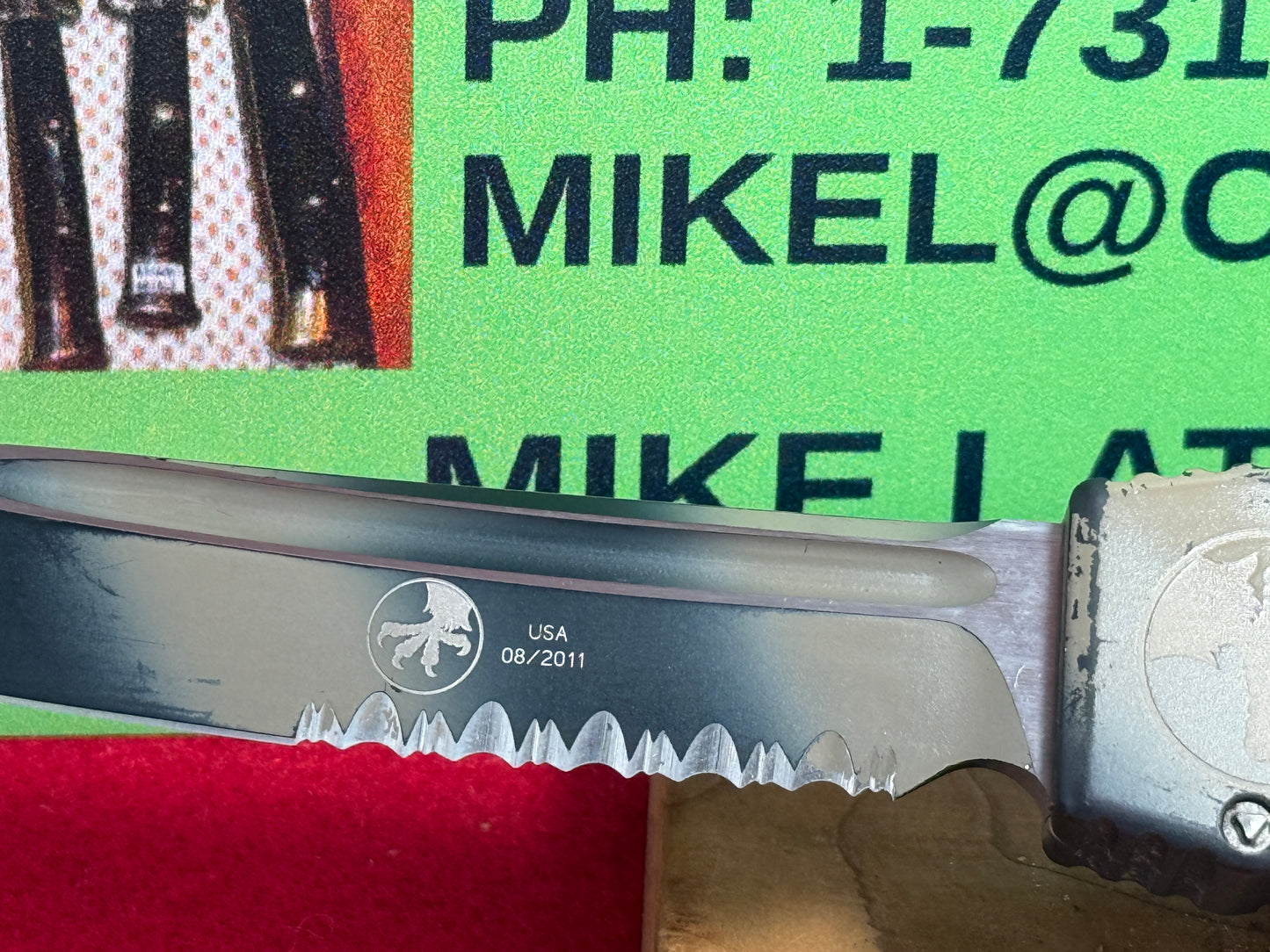 MICROTECH USA 08/2011 OTF HALO V TAN CAMO FLAMED Ti CHARGER TACTICAL AUTOMATIC KNIFE TAN CAMO METAL HANDLES