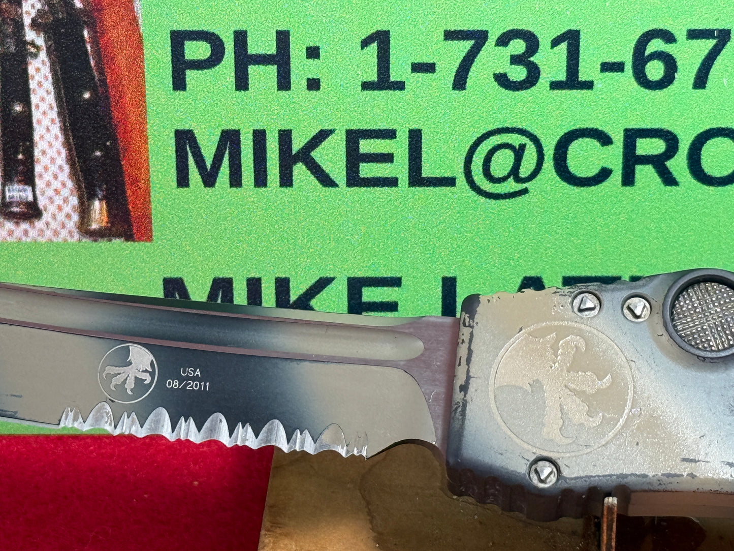 MICROTECH USA 08/2011 OTF HALO V TAN CAMO FLAMED Ti CHARGER TACTICAL AUTOMATIC KNIFE TAN CAMO METAL HANDLES