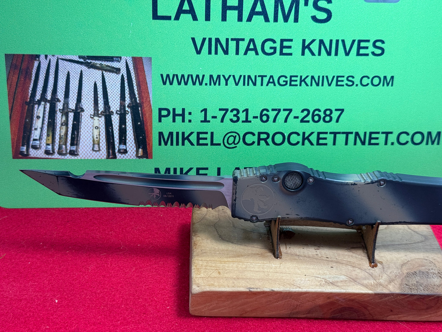 MICROTECH USA 08/2011 OTF HALO V TAN CAMO FLAMED Ti CHARGER TACTICAL AUTOMATIC KNIFE TAN CAMO METAL HANDLES