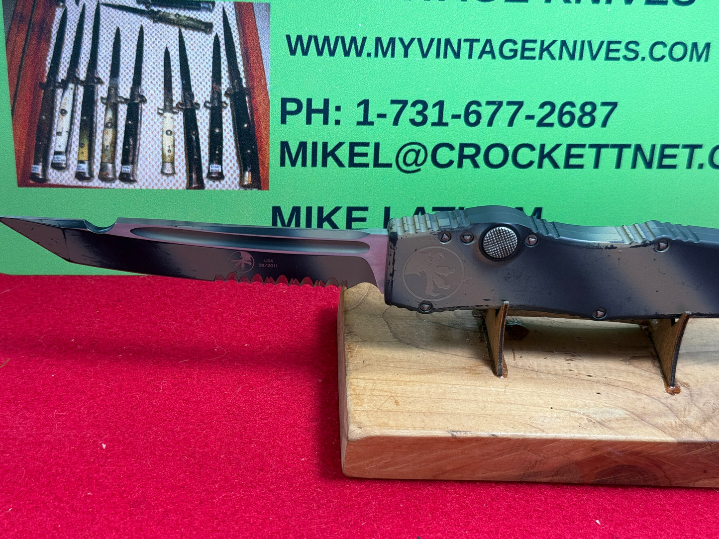 MICROTECH USA 08/2011 OTF HALO V TAN CAMO FLAMED Ti CHARGER TACTICAL AUTOMATIC KNIFE TAN CAMO METAL HANDLES