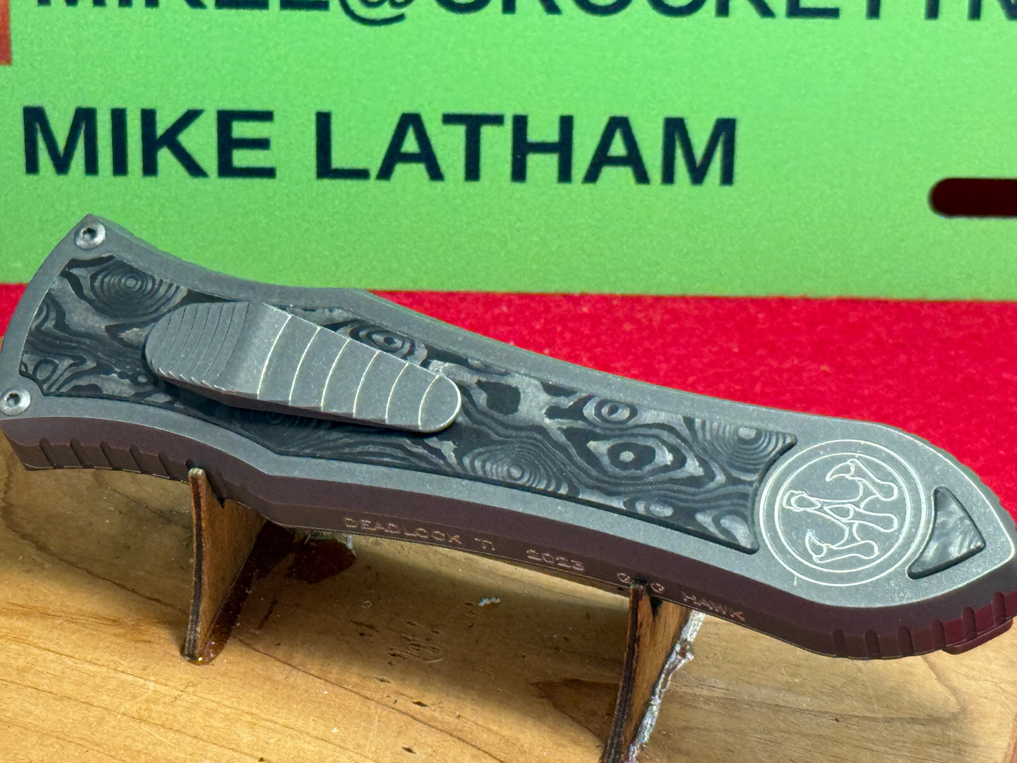 HAWK, G&G 2023 DEADLOCK Ti CUSTOM AUTOMATIC OTF MODEL "C" TACTICAL AUTOMATIC KNIFE FAT CARBON INSERTS IN TITANIUM BODY