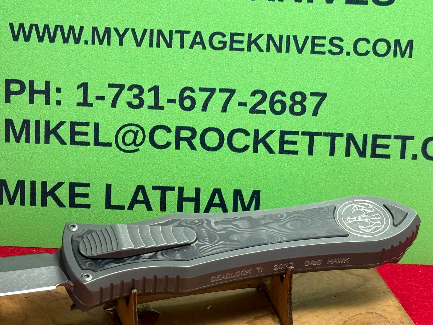 HAWK, G&G 2023 DEADLOCK Ti CUSTOM AUTOMATIC OTF MODEL "C" TACTICAL AUTOMATIC KNIFE FAT CARBON INSERTS IN TITANIUM BODY